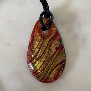 Modern Glass Pendant Necklace with Cord